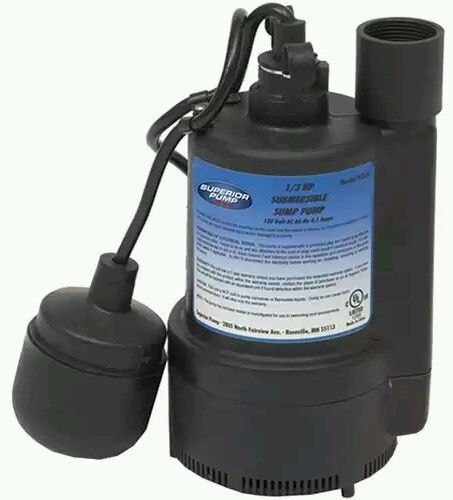Superior pump 1/3 hp 92330 thermoplastic sump pump with tethered float switch for sale