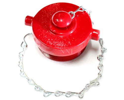 2-1/2&#034; NST Red FDC Plug with Chain Cast Iron, Fire Department Coonection Plug