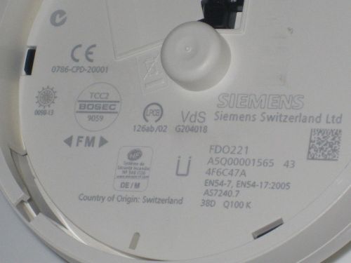 Lot 10 Siemens FDO221 Fire Alarm Smoke Detector Heads
