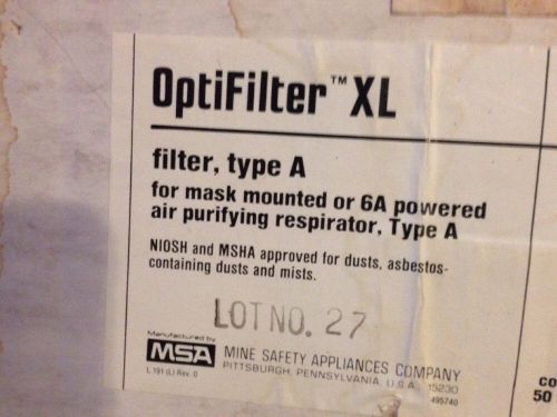 MSA Optifilter XL Mask Respirator Air Filters Type A QUANTITY 2
