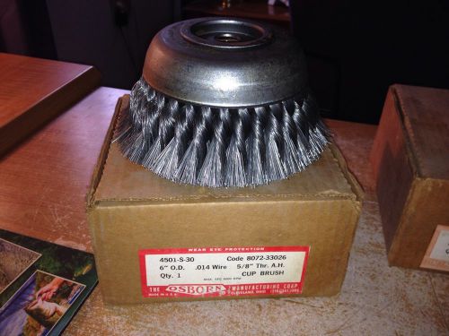 Osborn 4501-S-30 6&#034; Cup Brush .014 Wire 5/8&#039;&#039; Thr A.H 6000 RPM New Old Stock