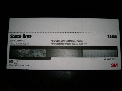 3m scotch-brite(tm) ultra fine hand pad 7448b, 6&#034; x 9&#034; bulk 60 pads/case gray for sale