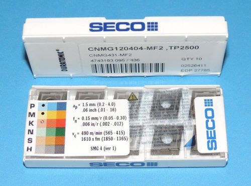 Cnmg 431-mf2 tp2500 seco carbide inserts ** 10 pieces / sealed pack ** (120404) for sale