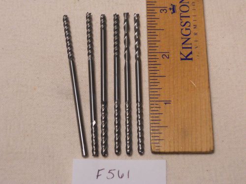 6 NEW 3 MM SHANK CARBIDE END MILLS. 4 FLUTE. USA MADE. LONGS. DOUBLE END (F561)