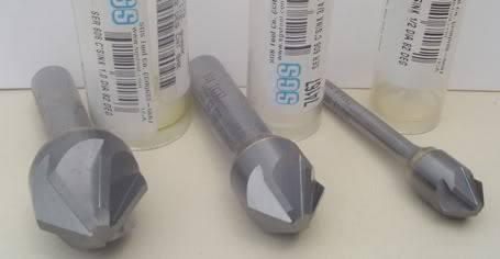 New 3 pc. set sgs 6 flute carbide countersinks nib lot for sale