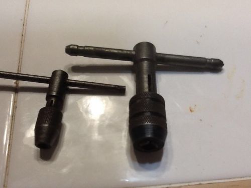 2 old Vintage antique  T-HANDLE TAP WRENCHS