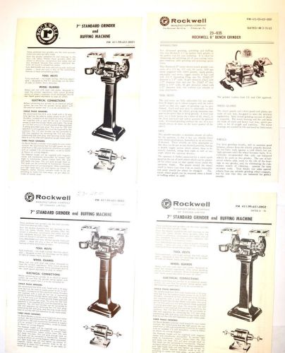4 pc rockwell grinding buffing machine manual group #rr75 7&#034; std &amp; 6&#034; bench for sale