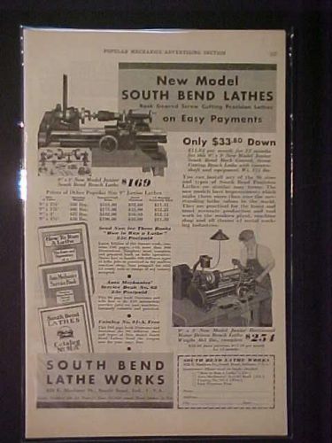 RARE~South Bend Machinist Tool Machine Lathe ART PRINT AD~ ORIGINAL ANTIQUE 1930