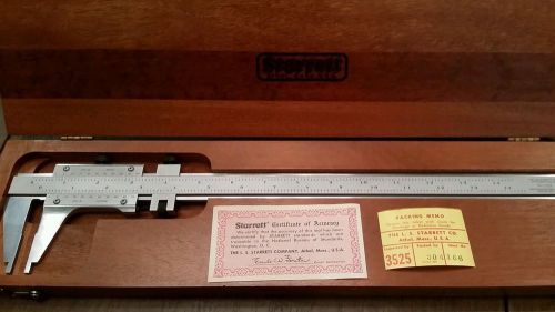 The L.S. Starret Co. 12&#034; PRECISION Calipers in FINISHED Wooden Case with Papers