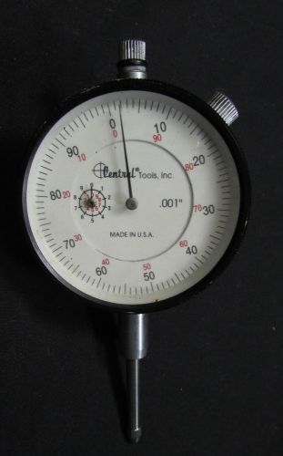 Central tools dial indicator 43454 - 0-1&#034; -.001 - 3/8 s lug in box for sale