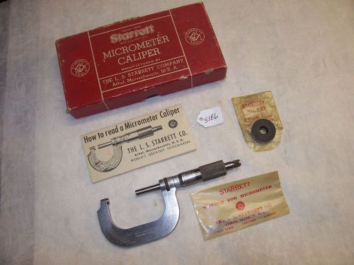 Micrometer, Vintage Starrett No. 2-C, 1 - 2&#034;, (.001) Steel Faces Micrometer, USA