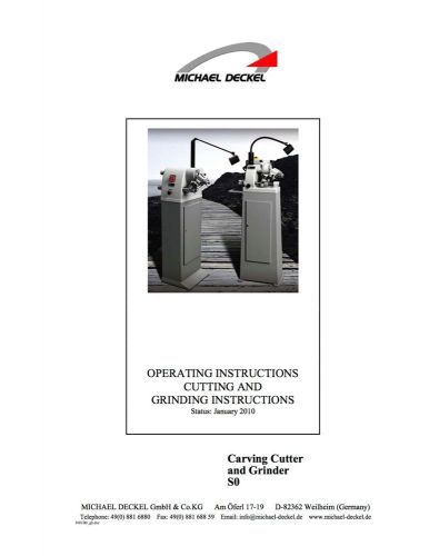 Deckel SO Cutter Grinder Instruction Manual - Latest Edition