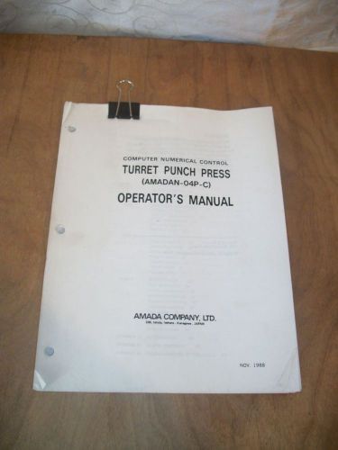 Numerical control turret punch press amadan-04p-c operators manual for sale
