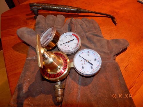 Welding braizingtorch acetyline pressure regulator + welding gloves for sale