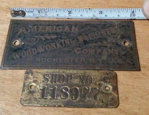 American Woodworking &amp; Machinery builders plate woodworking machinery brass tag