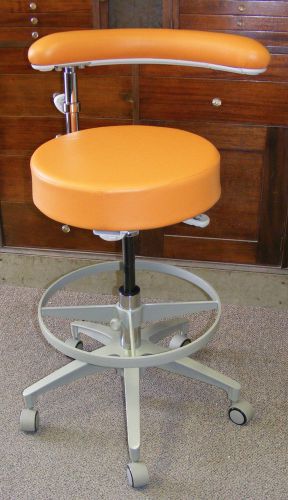 DCI Apricot Orange ULTRALEATHER Assistant Stool Dental Assistant&#039;s Chair w/ Arm