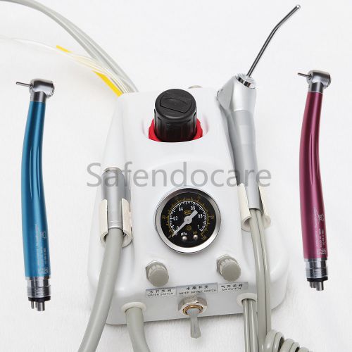 Dental Portable Turbine Unit Air Water Syringe + Polisher 2 Handpiece Rainbow Pc