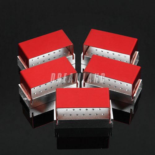 5pcs dental burs holder block aluminium autoclave disinfection box 20 holes new for sale