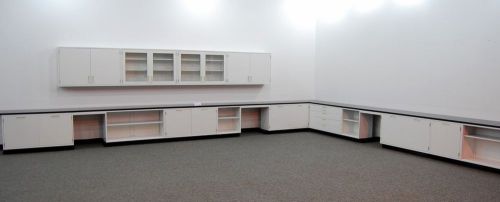 41&#039; fisher lab cabinets &amp; casework w/ glass wall units (l016) for sale