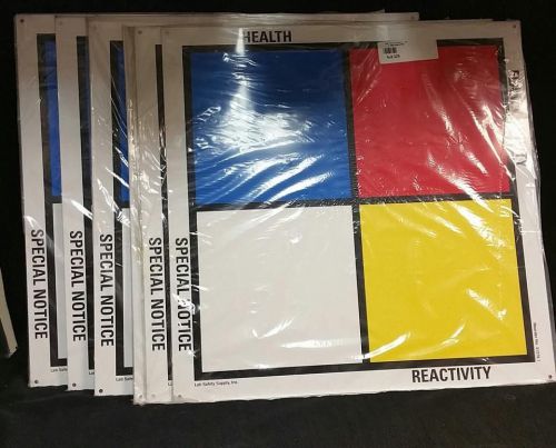 Lab Safety Supply Metal Signs Health Special Notice Flam React 24&#034; x 24 Lot of 6