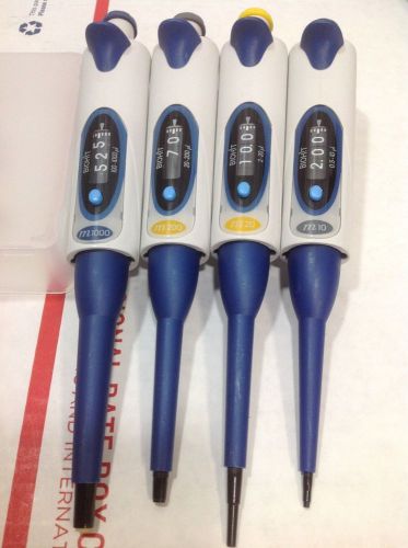 Set of 4 biohit mline single channel pipette m10, m20, m200, m1000, #2 for sale