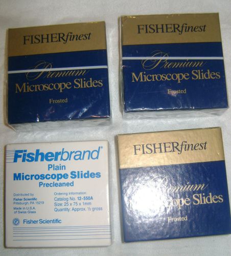4 boxes Microscope Slides 72 slides approx per box Fisherfinest Fisherbrand