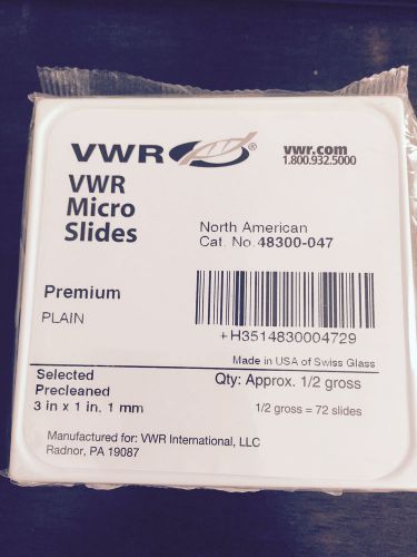 VWR MICRO SLIDES PREMIUM/PLAIN 3 in x 1 in x 1mm 48300-047 2 BOXES, NEW UNOPENED