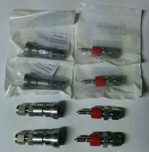 Lot of 4 sets Swagelok quick connect 1/4 tube size SS-QC4-D-400 &amp; SS-QC4-B-400