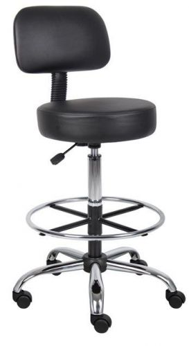 New Black Doctor Dental Medical Exam Stool Office Chair with Backrest/Footring