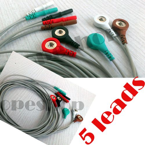 New design!! 5 lead ecg ekg cables to patient monitor ecg / ekg lead wires set for sale