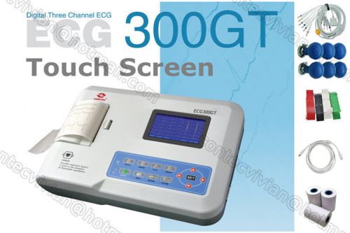CE New ECG 300GT Digital 3-Channel Touch screen ECG machine,electrocardiograph