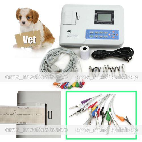 Vet single channel portable ecg ekg machine with thermal printer + paper for sale