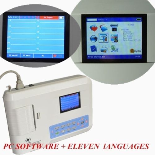 3-channel 12LEAD color Electrocardiograph ECGEKG machine PC software 11 language