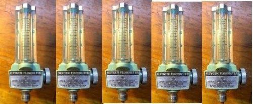 FLOWMETER, lot of 5, oxygen new, 1-15 lpm, AIRCO, with1/8&#034; NPT fem Connector hex