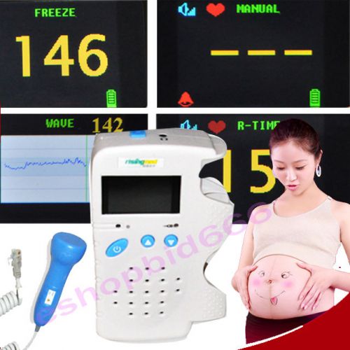 CE pregnant Fetal Doppler 3MHz Color LCD Back Light &amp; Heart Beat Waveform + gel