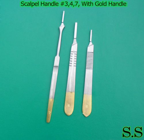 Scalpel Handle #3#4#7 With Gold Plated Surgical Dental Veterinary Instruments