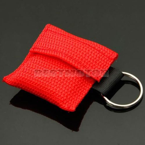10Pcs CPR Mask Keychain Bag Emergency Face Shield First Aid Rescue bag kits Red