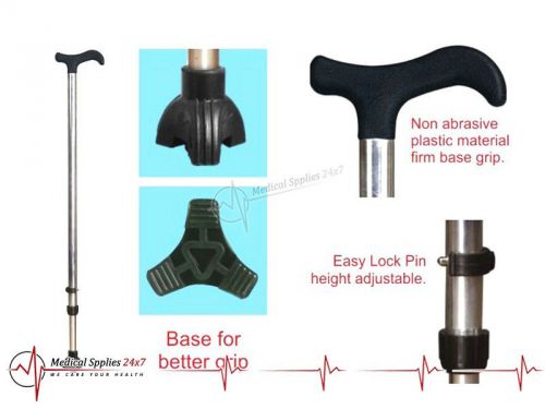 Aluminium Walking Stick With Tri Leg Bottom - High Adjustable for User Comfort