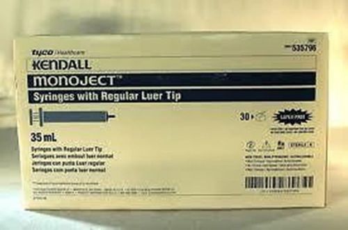 35cc 35ml Kendall Monoject Regular Luer Tip Plastic Disposable Syringes 30ct Box