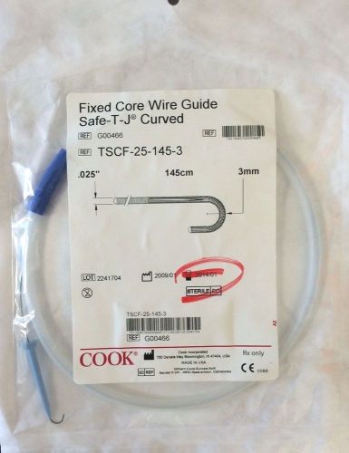 COOK Fixed Core Wire Guide Safe-T-J Curved  .025&#034; X 145cm x 3mm REF: G00466