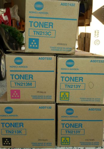 Lot of 5 Genuine Konica Minolta Toner TN213C TN213M TN213Y(2) TN213K Bizhub C253