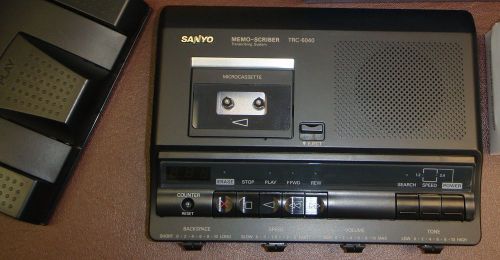 Sanyo TRC6040 microcassette transcriber with foot pedal AC adapter &amp; warranty