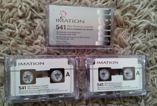 Lot of (3) NEW Imation 541 Audio Dictation Mini Cassette Recorder Tapes (30 Min)