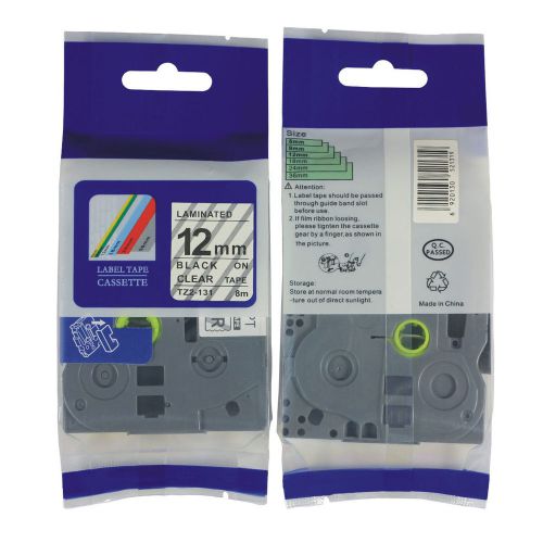 1 pc compatible tze-131 black on clear  p-touch label tape for brother gl100 for sale