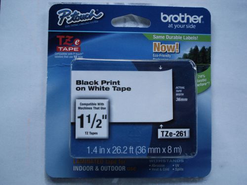 Brother TZe261 1 Black on White Tape for P-Touch, 26.2&#039; Tape Length,