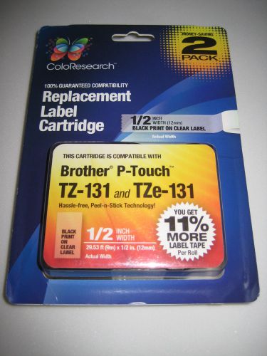 2X Coloresearch Brother P-Touch Replacement Label Cartridge 1/2&#034; TZ-131 TZe-131