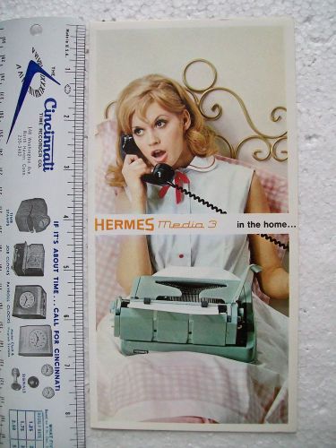 1960s Dealers Vintage Ad HERMES MEDIA 3 Portable Typewriter Literature Pin Up