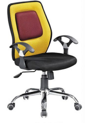 Computer Chair Yellow+Red Mesh Adjustable Seat Office Chair