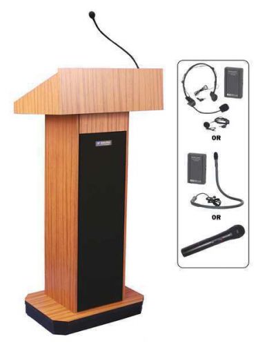 AMPLIVOX SOUND SYSTEMS SW505-MO/S1605 Lectern w/Sound,Med Oak,46-1/2x22x15 In