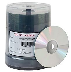 600 jvc taiyo yuden 52x cdr (cd-r) 80min 700mb shiny silver in cake box for sale